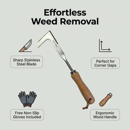 🌱¡50% DE DESCUENTO AHORA! Nueva herramienta quitamalezas de grieta 2026, quitamalezas manual de metal con mango de madera para jardín y terraza