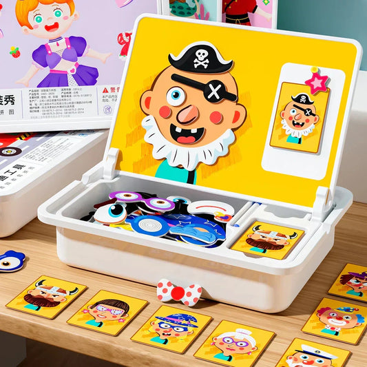 Puzzles magnéticos para vestir caras Juego de viaje Juguete educativo doble cara para preescolares