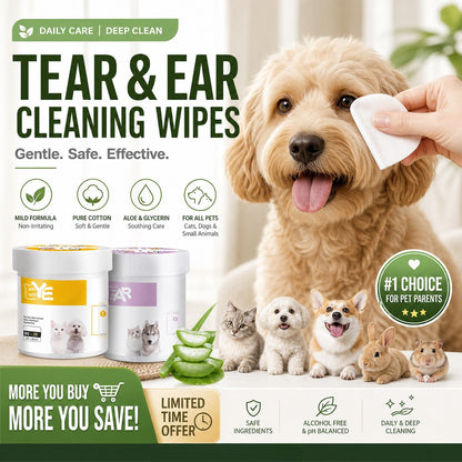 ✨ ¡Sorpresa, 50% de descuento! 🐈🐕 Mantener a tu mascota peluda limpia es fundamental. Toallitas limpiantes de origen vegetal natural para ojos y oídos de mascotas
