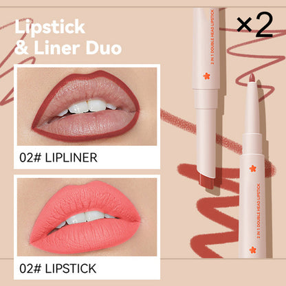 Lápiz labial y delineador de labios de doble cabeza de larga duración CARACTERÍSTICAS