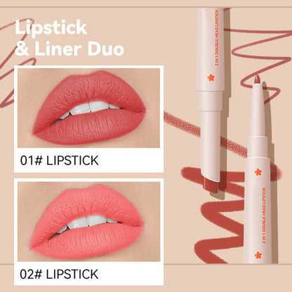 Lápiz labial y delineador de labios de doble cabeza de larga duración CARACTERÍSTICAS