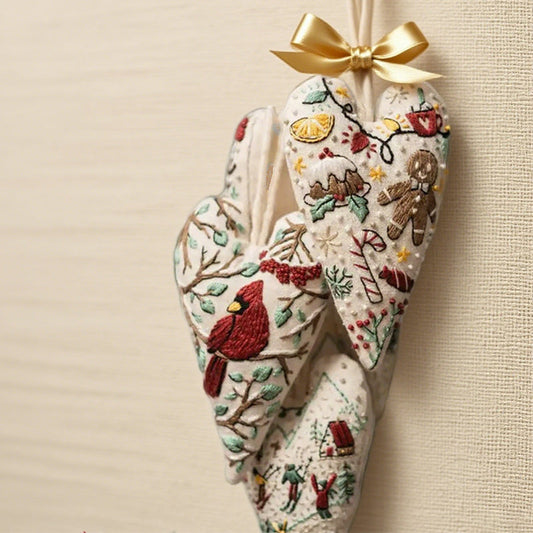 Kit de Navidad bordado a mano en forma de corazón