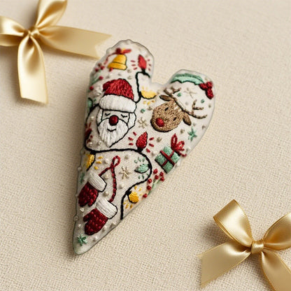Kit de Navidad bordado a mano en forma de corazón
