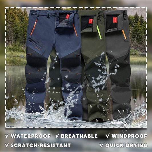 👖Pantalones impermeables Softshell para hombre con forro polar, rodillas reforzadas, para aventuras al aire libre.