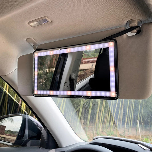 Espejo de maquillaje LED para coche