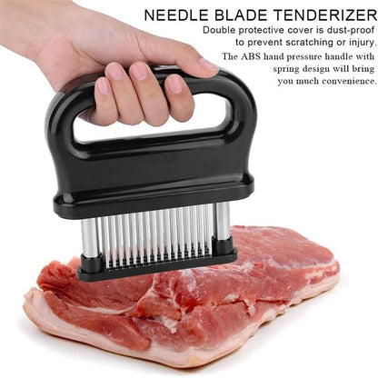 📢 ¡50% DE DESCUENTO! 🎉 Ablandador de carne con 48 cuchillas de acero inoxidable: ¡ablanda la carne en segundos! Apto para lavavajillas e incluye funda protectora. 🔪