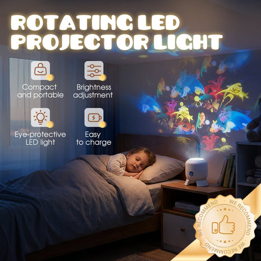 Proyector de Luz LED Giratorio y Dinámico – Calma y relajación para tu hogar. Las suaves luces en movimiento alivian las noches de inquietud. Perfecto para el dormitorio o la sala de estar. 🌙✨