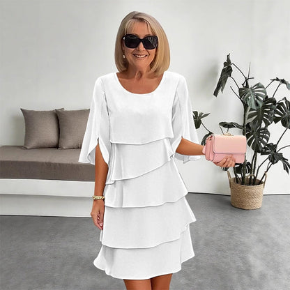 ⏰ Vestido con superposiciones y mangas con volantes | Elegancia femenina y desenfadada 🌸