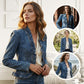 🧥 ¡50% DE DESCUENTO AHORA! 🌸 Chaqueta vaquera de mujer con volantes y frente abierto – Ligera y femenina – Versátil y elegante 👗