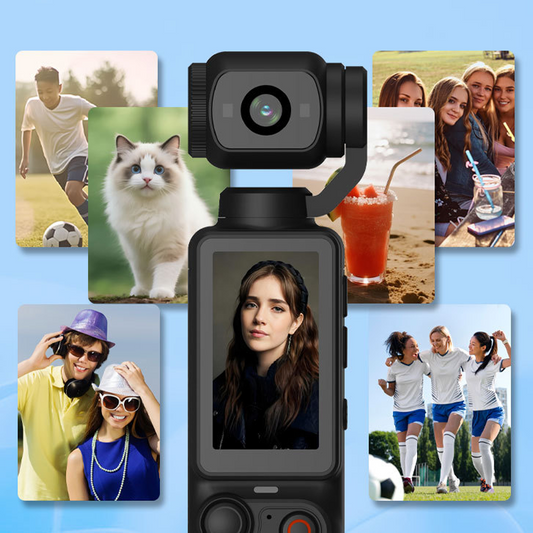 Cámara de Bolsillo con Gimbal Estabilizador y Pantalla de 1.9”