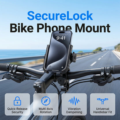 Soporte de teléfono para bicicleta de fijación rápida – Resistente a los golpes, giratorio de 360° y compatible con todos los modelos – Perfecto para la navegación y los paseos al aire libre – Seguro y práctico