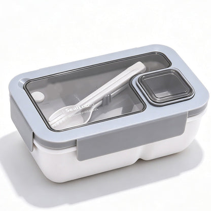 🍱 ¡50% DE DESCUENTO AHORA! Fiambrera Bento de 850 ml con compartimentos, apta para microondas y espacio para cubiertos – Recipiente hermético para oficina, escuela y comidas fuera de casa