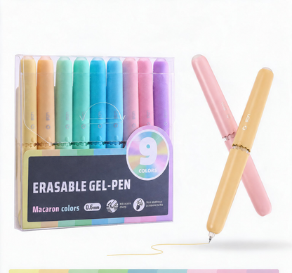 Set de 9 rotuladores de gel borrables de diferentes colores