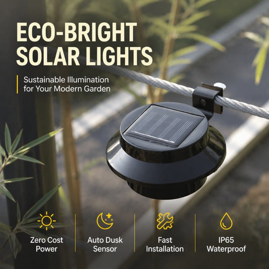 ☀️ 50% dto. Luces solares eco-bright – cero coste eléctrico, iluminación toda la noche. Resistentes a la intemperie, ABS y acrílico de alta calidad! ✨🏡