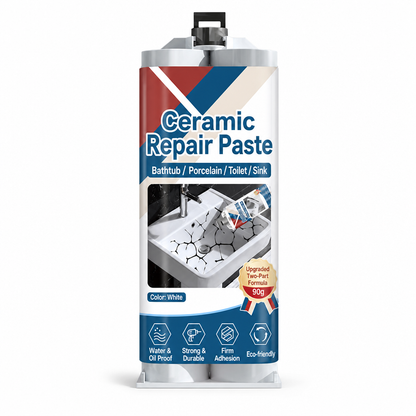🔧 50% dto. Pasta reparadora de cerámica y azulejos con resina epoxi – repara grietas de forma invisible, 100% impermeable y acabado brillante. ¡90 g blanco, sin obras ni reemplazos! ✨💎