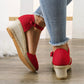Sandalias de tacón sin tobillo de lino vintage para mujer