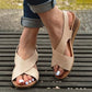 Sandalias de piel con correa de tobillo y plataforma de soporte para el arco de la mujer