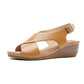 Sandalias de piel con correa de tobillo y plataforma de soporte para el arco de la mujer