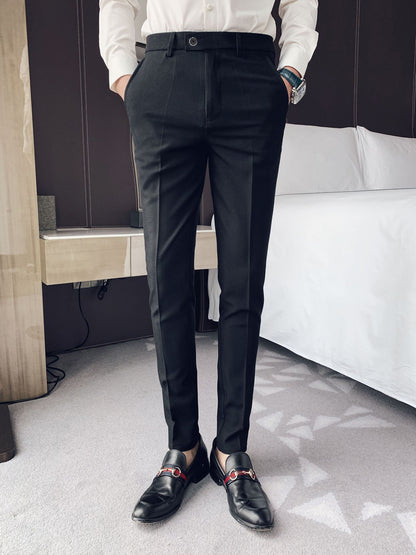 Men's Lycra Blend Solid Slim Fit Formal Trouser