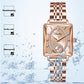 Fashion Square Reloj Diamante Oro Rosa Mujer