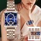 Fashion Square Reloj Diamante Oro Rosa Mujer
